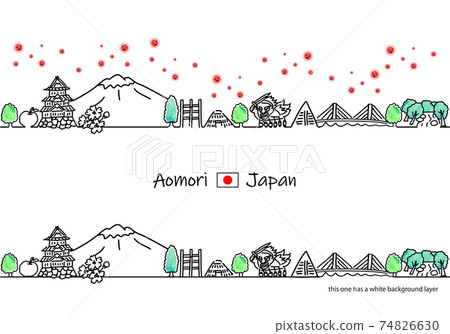 青森市容和新的冠狀病毒線藝術插圖集 74826630