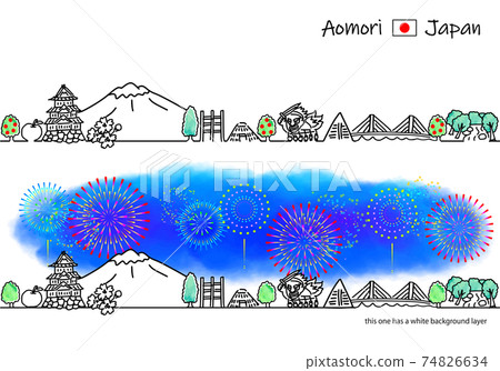 青森市容和煙花線條藝術插圖集 青森市容和煙花線條藝術插圖集 74826634