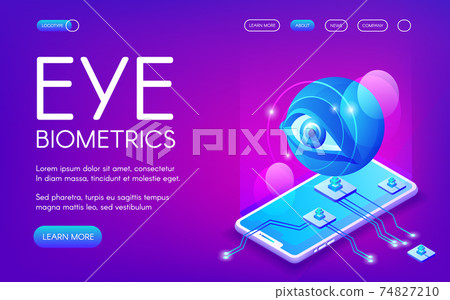 Eye Biometrics Technology Vector Illustration - Stock Illustration ...