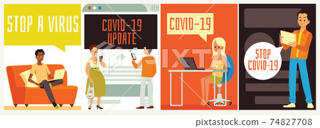 Stop Covid-19 concept of cards or banners... - Stock Illustration ...