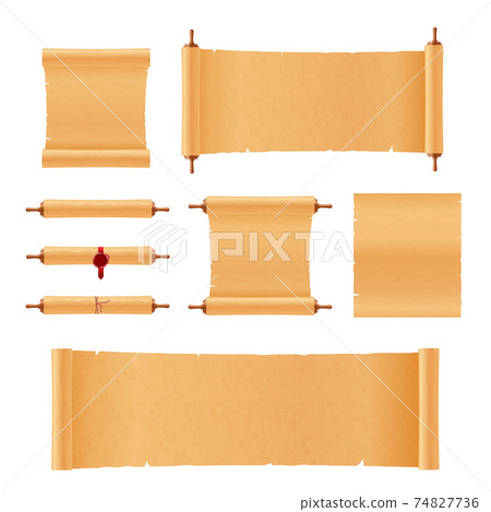 Set of scrolls ancient papyrus, parchment and old paper a vector illustration 74827736