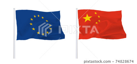歐盟和中國國旗 74828674