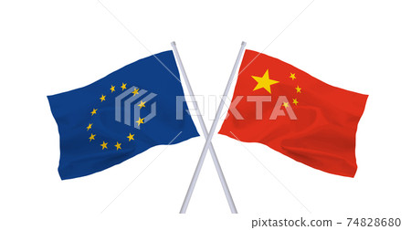 歐盟和中國國旗 74828680