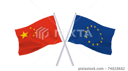 歐盟和中國國旗 74828682