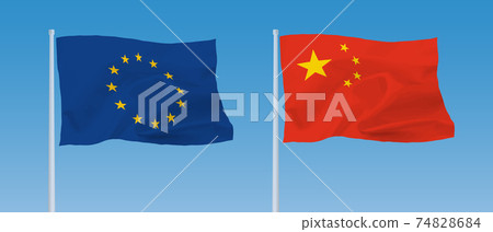 EU and Chinese flags 74828684