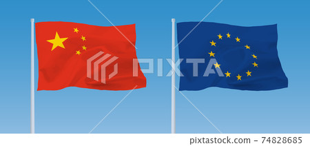 歐盟和中國國旗 74828685