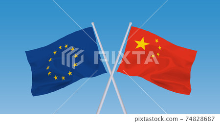 EU and Chinese flags 74828687