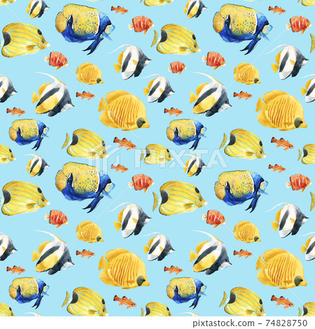 Beautiful seamless underwater pattern with cute... - Stock Illustration ...