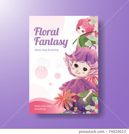 Poster template with floral character concept...-插圖素材 [74829013] - PIXTA圖庫