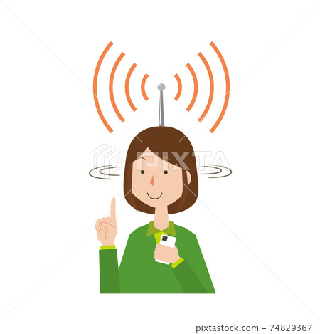 A woman who stretches an antenna and catches information 74829367