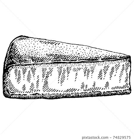 Cheesecake isolated on white background. Hand drawn vector illustration. Retro style. Cheesecake isolated on white background. Hand drawn vector illustration. Retro style. 74829575