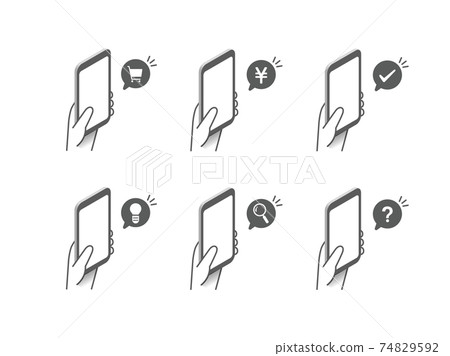 Isometric smartphone and icon set - Stock Illustration [74829592] - PIXTA