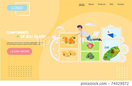 Elements of Jeju Korean island vector illustration. Travel to South korea. Vacation in Asia 74829872