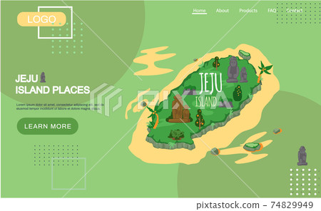 Welcome to Jeju island in South Korea, traditional landmarks, symbols. Korean land with traditional attractions 74829949