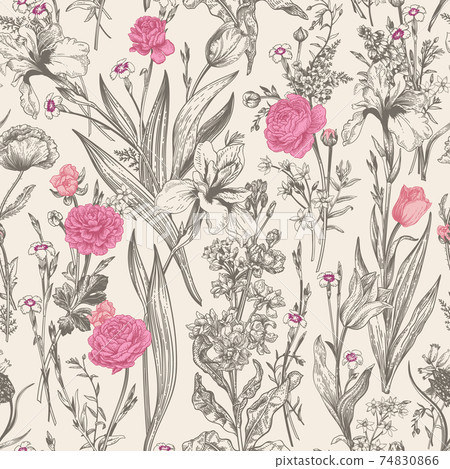 Seamless floral graphic pattern. 74830866