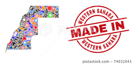 Engineering Mosaic Western Sahara Map and Made in Scratched Watermark Engineering Mosaic Western Sahara Map and Made in Scratched Watermark 74832041