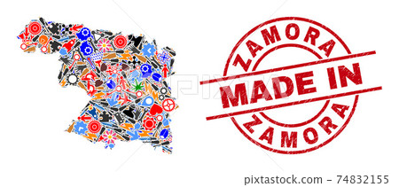 Education Mosaic Zamora Province Map and Made in Distress Stamp 74832155