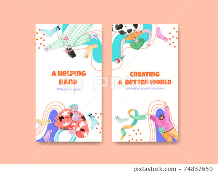 Instagram template with world down syndrome day concept design for social media and community watercolor illustration Instagram template with world down syndrome day concept design for social media and community watercolor illustration 74832650