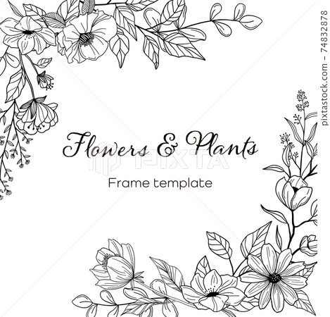 Flower Line Drawing Border Design | Best Flower Site