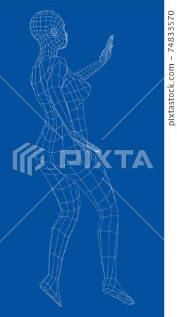 Wireframe ballerina in dance pose. Vector Wireframe ballerina in dance pose. Vector 74833570