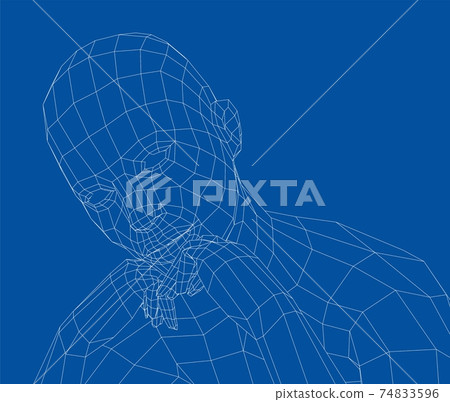 Wireframe girl in a sexy pose. Vector 74833596