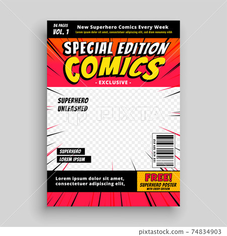 comic book special edition cover page template design 74834903