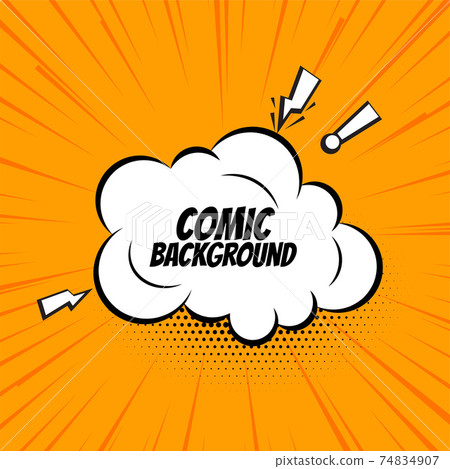 comic speech bubble cloud on orange background comic speech bubble cloud on orange background 74834907