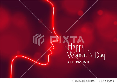 happy womens day neon style red bokeh banner 74835065