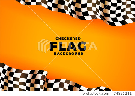 3d checkered racing flag yellow background 3d checkered racing flag yellow background 74835211