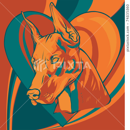 head of Dobermann with heart vector illustration 74835860