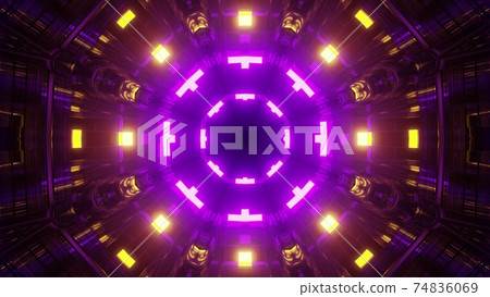 3d illustration of vibrant glowing tunnel 74836069