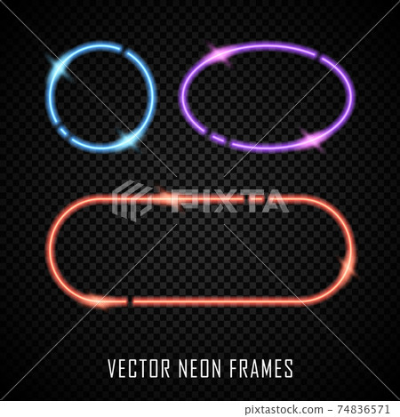 Set of colorful vector neon frames on dark... - Stock Illustration ...