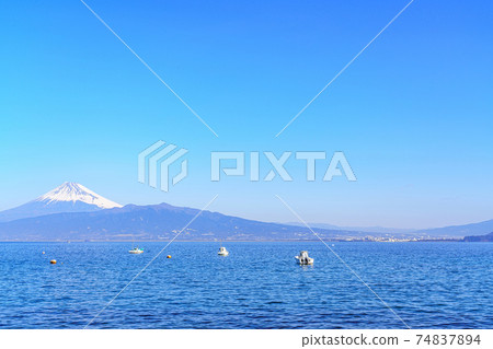 [靜岡縣]雪山富士山和駿河灣 74837894