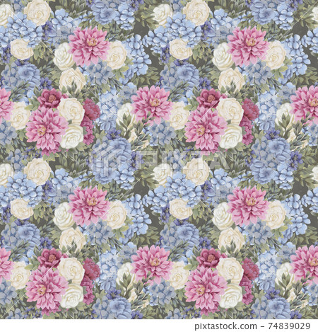 Watercolor floral seamless pattern. Hand painted flowers, greeting card template or wrapping paper Watercolor floral seamless pattern. Hand painted flowers, greeting card template or wrapping paper 74839029