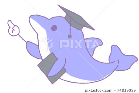 Dolphin pointing upward (blue) 74839059