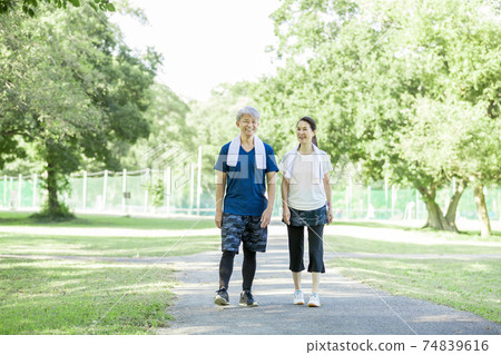 Senior couple exercise image 74839616