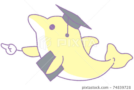 Dolphin pointing in the horizontal direction (yellow) 74839728
