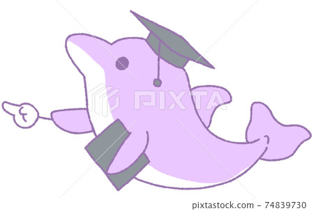 Dolphin pointing in the horizontal direction (purple) 74839730