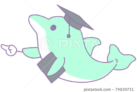 Dolphin pointing in the horizontal direction (light blue) 74839731