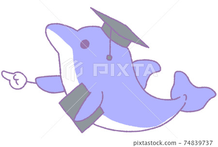 Dolphin pointing in the horizontal direction (blue) 74839737