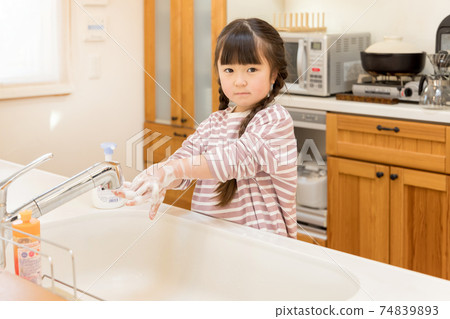 New lifestyle girl washing hands 74839893