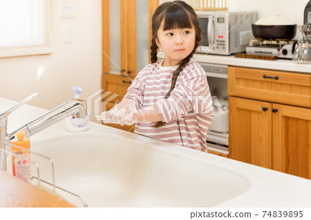 New lifestyle girl washing hands 74839895
