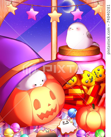 Halloween and long-tailed tit 74840281