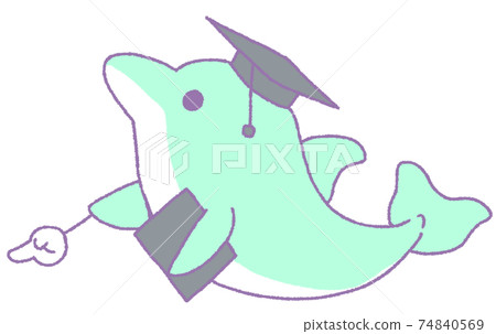 Dolphin pointing downward (light blue) 74840569