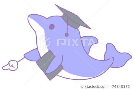 Dolphin pointing downwards (blue) 74840575