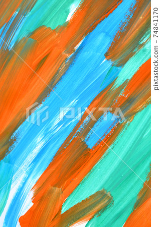 abstract background strokes of paint blue, orange and green abstract background strokes of paint blue, orange and green 74841170