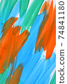 abstract background strokes of paint blue, orange and green 74841180