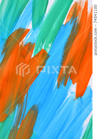 abstract background strokes of paint blue, orange and green 74841180