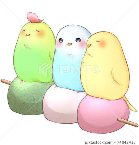 Three-color dumplings and three-color parakeets 74842415