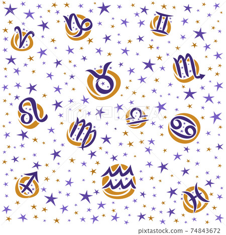 Vector Astrology Seamless Pattern - Stock Illustration [74843672] - PIXTA